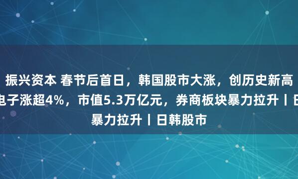 振兴资本 春节后首日，韩国股市大涨，创历史新高！三星电子涨超4%，市值5.3万亿元，券商板块暴力拉升丨日韩股市